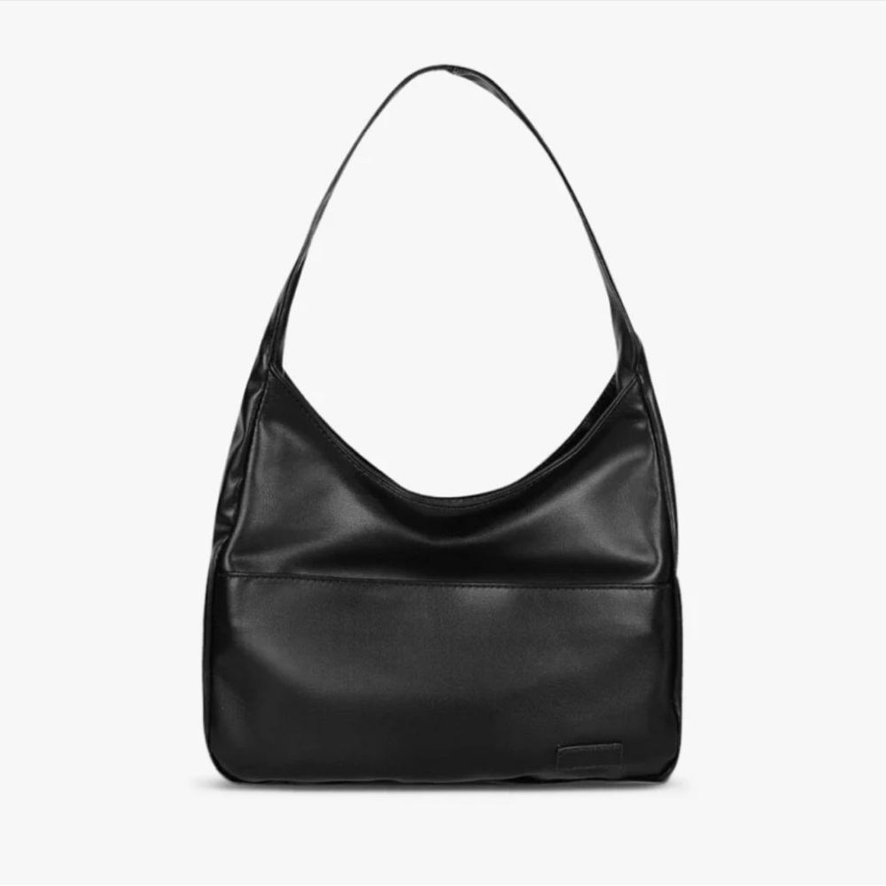 Black Faux Leather Shoulder Bag
